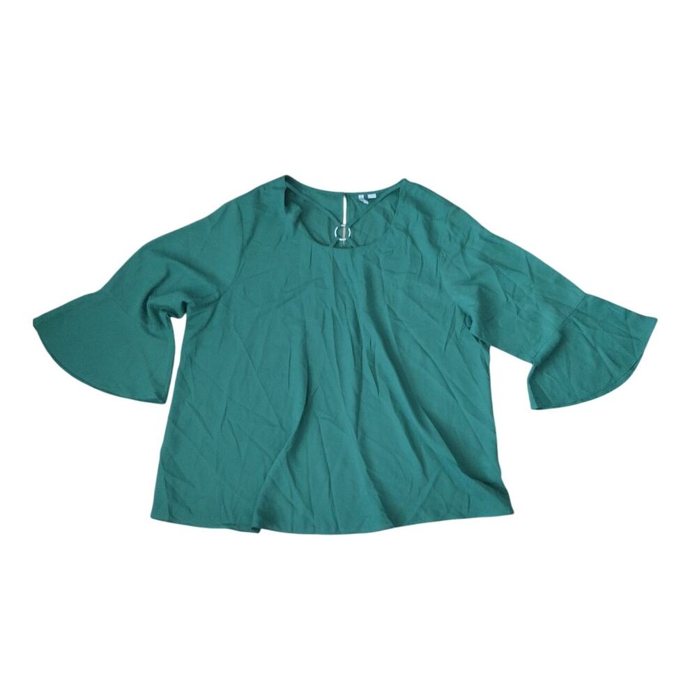 Cato Womens Plus Size 18W/20W Green 3/4 Sleeve Blouse Top